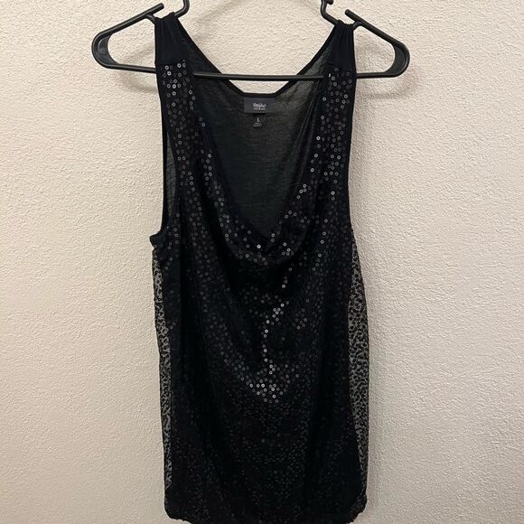 wassio Tops - Wassio Black Sequins Sleeveless Top (Size Large)